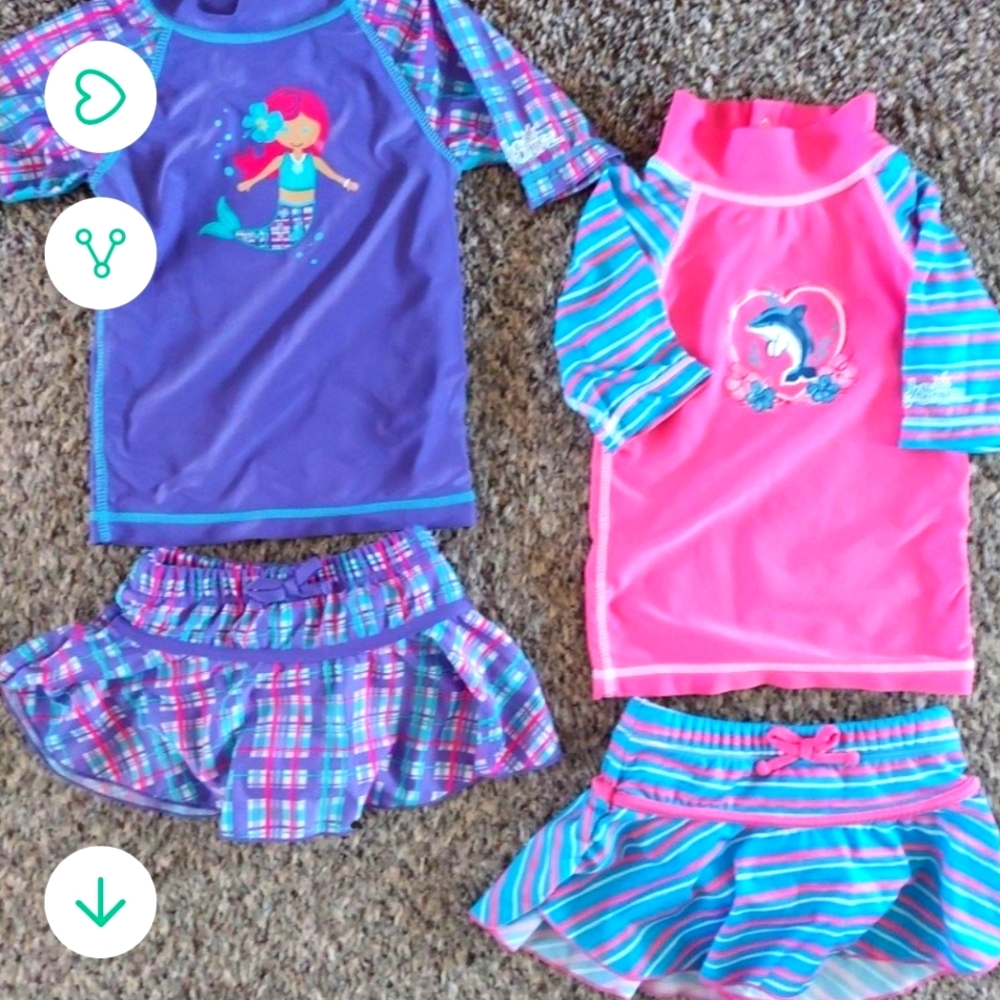 Two UV Skinz Swimsuits, 12-18 months